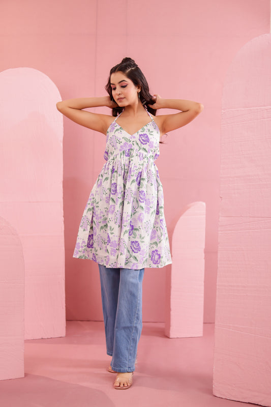 Fleur Halter Neck Short Kurti