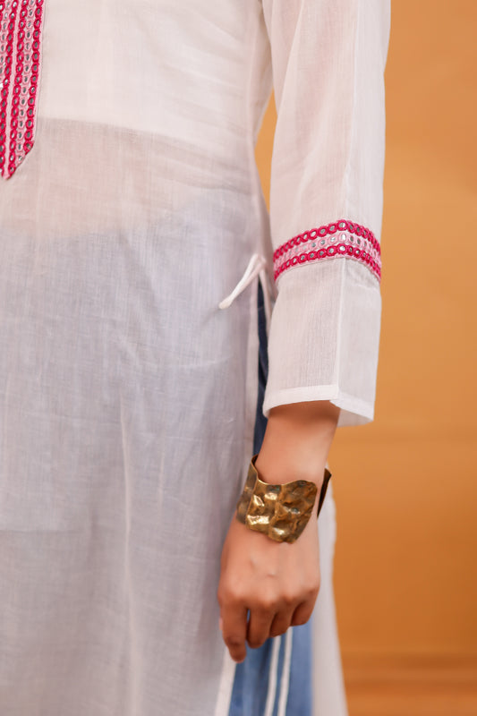 Chandani  Mirror Embroidery Side-Tie Kurta